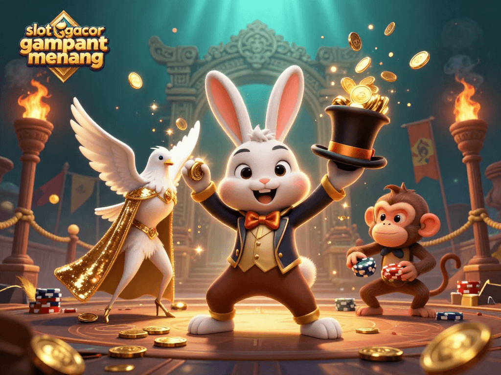 Win big with slot gacor gampang menang in an enchanting 3D casino illustration!