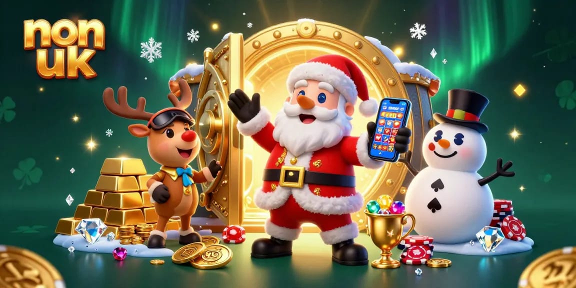 Experience the excitement of non uk casinos with Santa, his reindeer dealer, and a poker chip snowman.