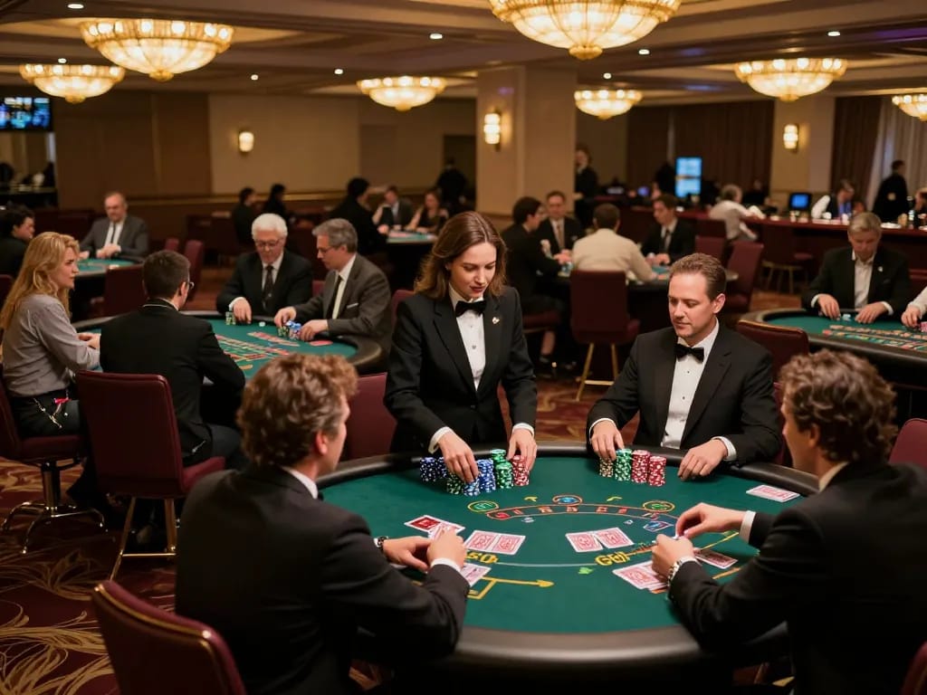 Players enjoying strategic blackjack action in a vibrant casino setting with gameradar atmosphere.