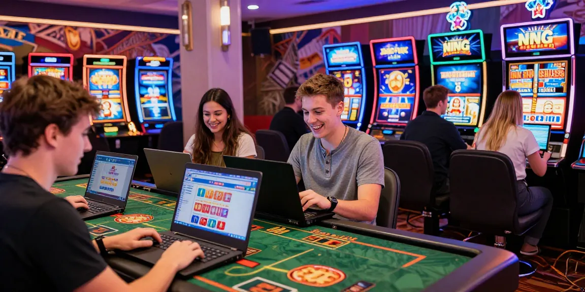 Exciting new UK casino sites scene with players engaging in games, showcasing vibrant graphics and community atmosphere