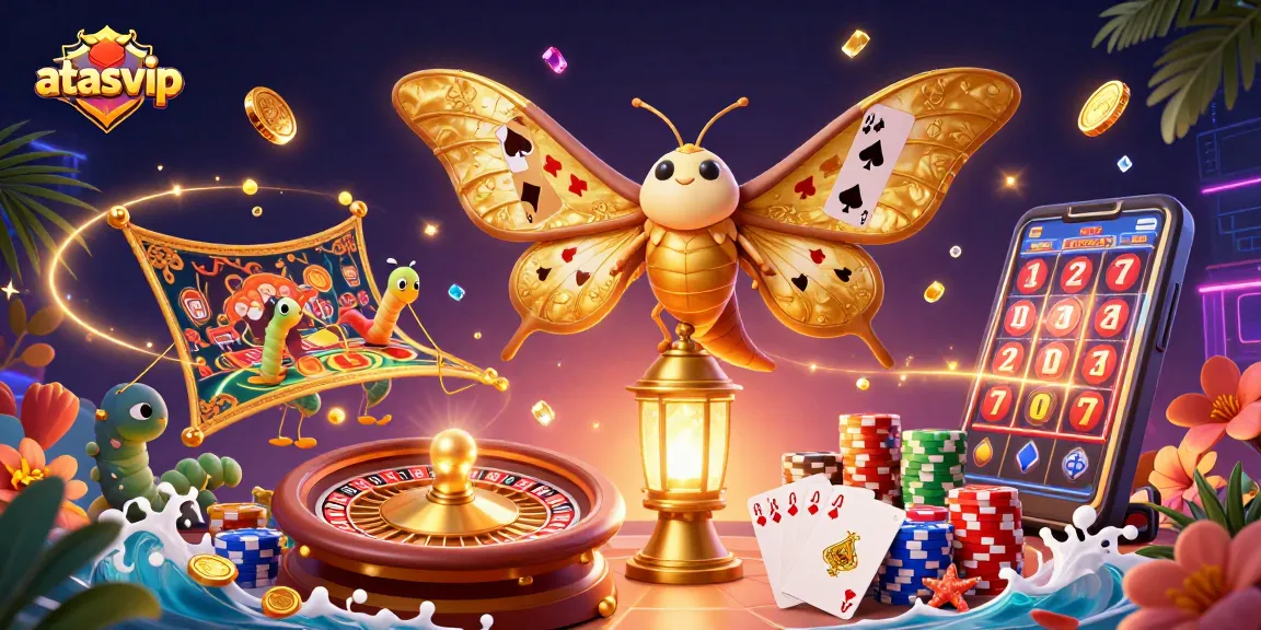 Experience the exhilarating games at atasvip surrounded by animated casino elements and vibrant visuals.
