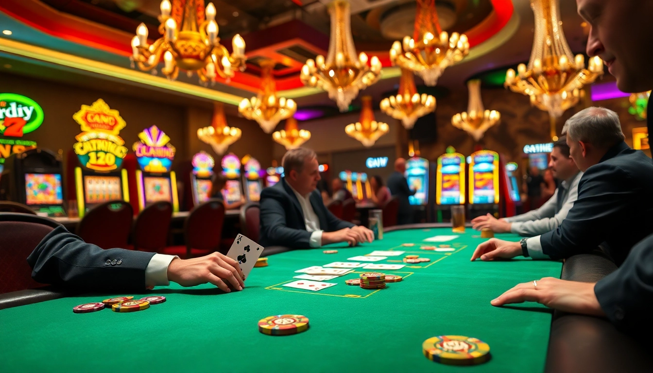 Experience the thrill at a Blackjack Casino with players fully engaged in the game.