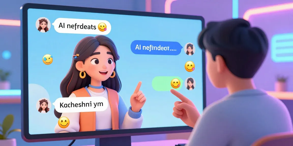 Engaging character ai nsfw chat scene with vibrant AI girlfriend in futuristic digital chat room.