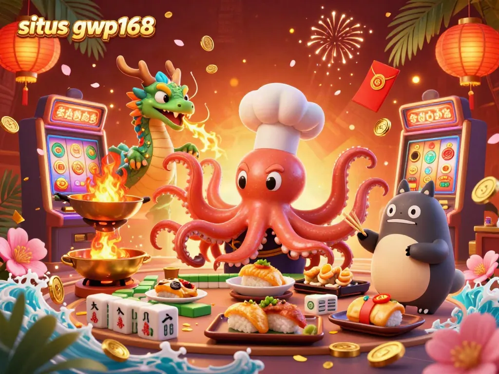 Situs gwp168 menggabungkan chef sushi 3D dengan permainan slot dan efek visual yang menyala untuk pengalaman menarik.