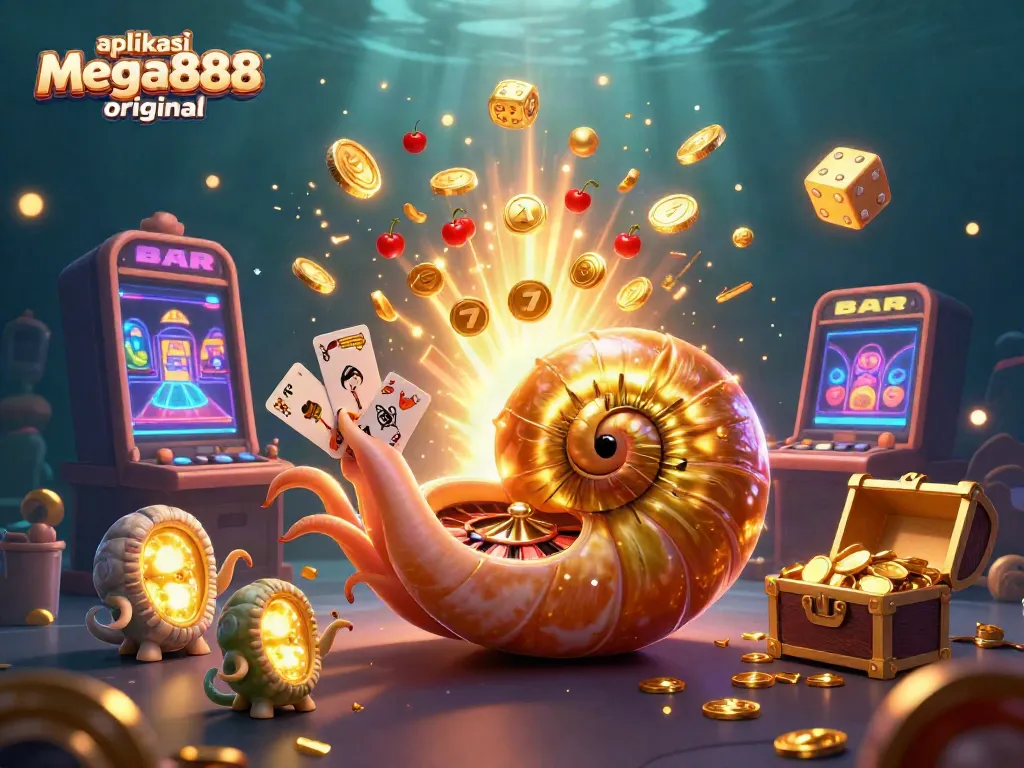 Engage with aplikasi mega888 original through vibrant 3D casino illustrations filled with games and jackpots.
