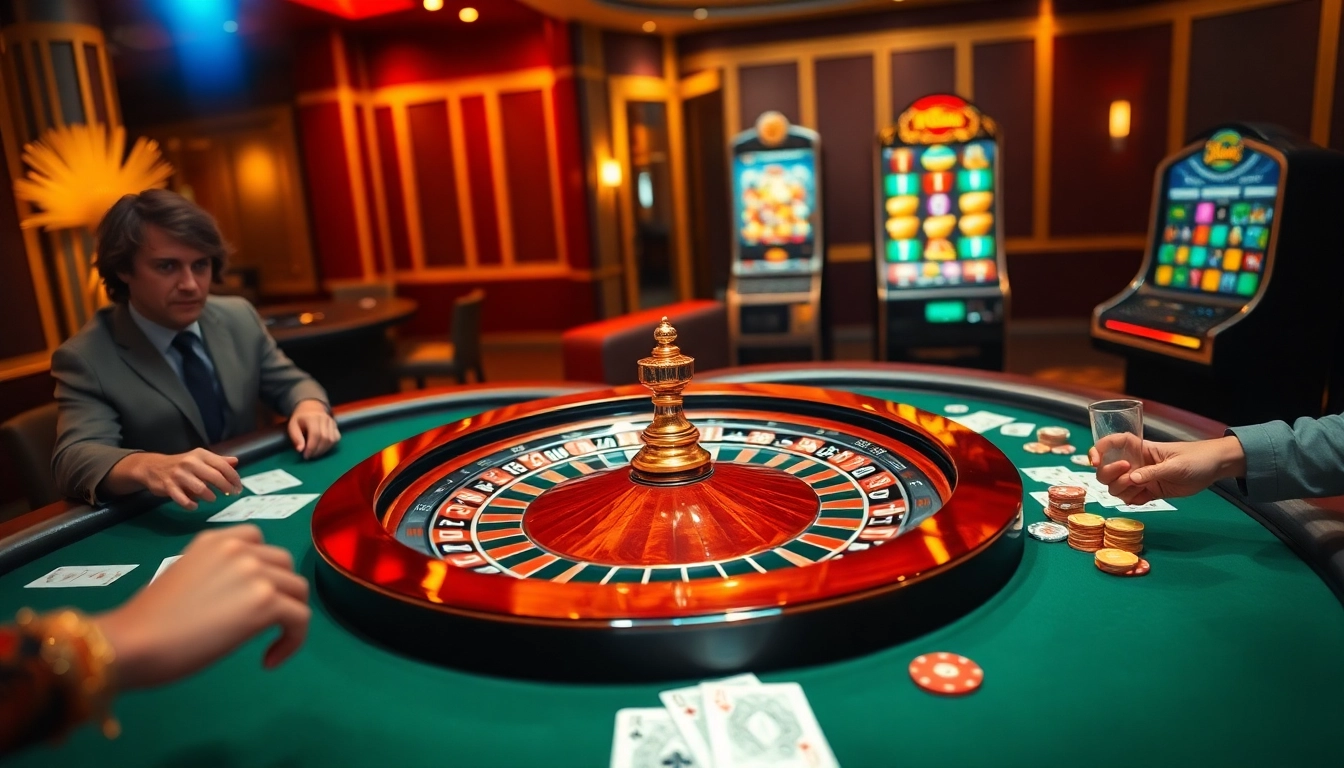 Experience thrilling gameplay at Bro138's premier casino with vibrant chips and an elegant roulette wheel.
