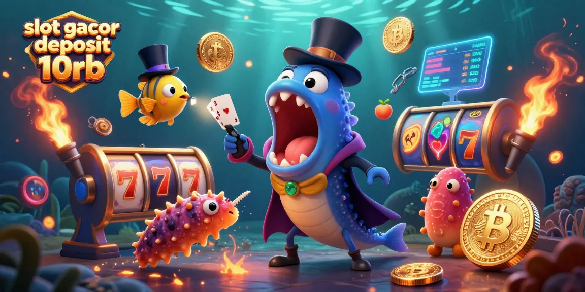 Engaging illustration representing slot gacor deposit 10rb with a deep-sea eel magician performing tricks.