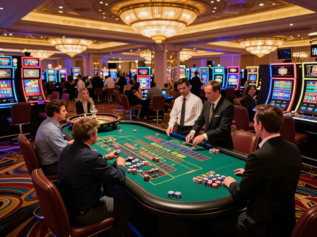 Players engage at a vibrant roulette table at casinosscope, capturing the excitement of casino gaming.