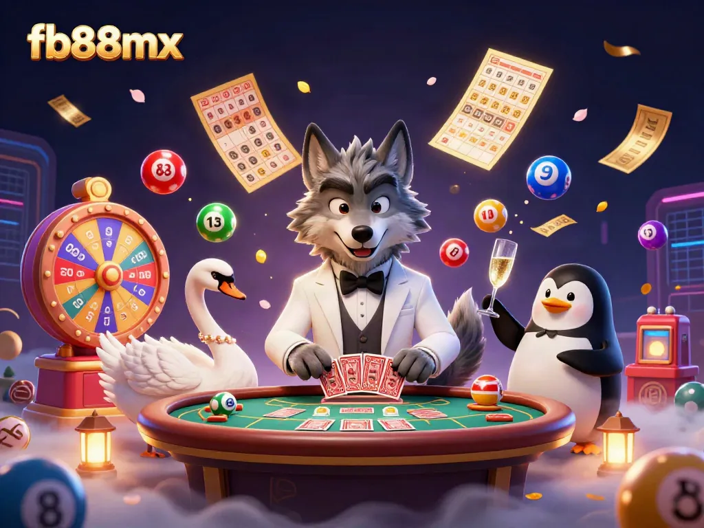 Experience winning gameplay at fb88mx featuring a chic casino scene with iconic characters and vibrant elements.