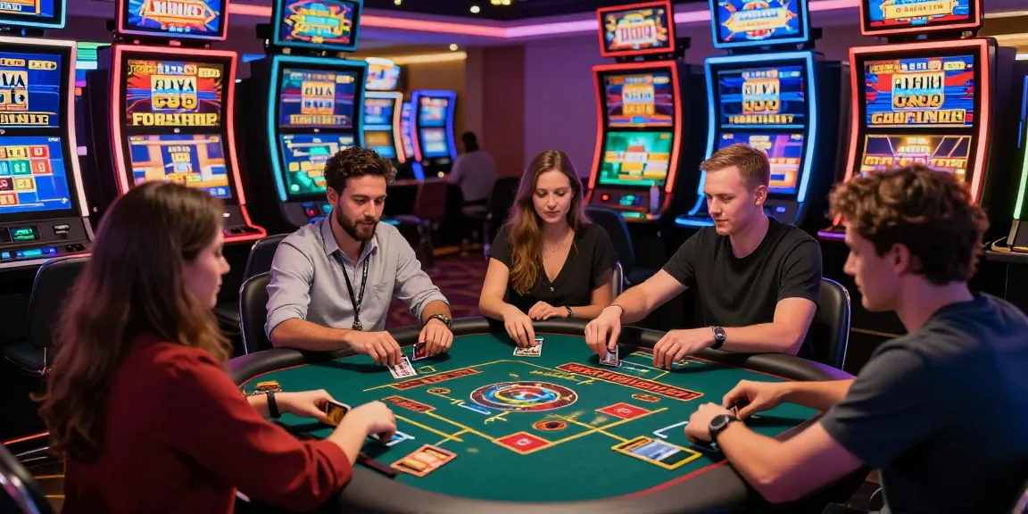 Exciting scene at a credit card casino, showcasing players enjoying Visa and Mastercard games at https://sii.org.uk/ with vibrant lights and engaging gameplay.
