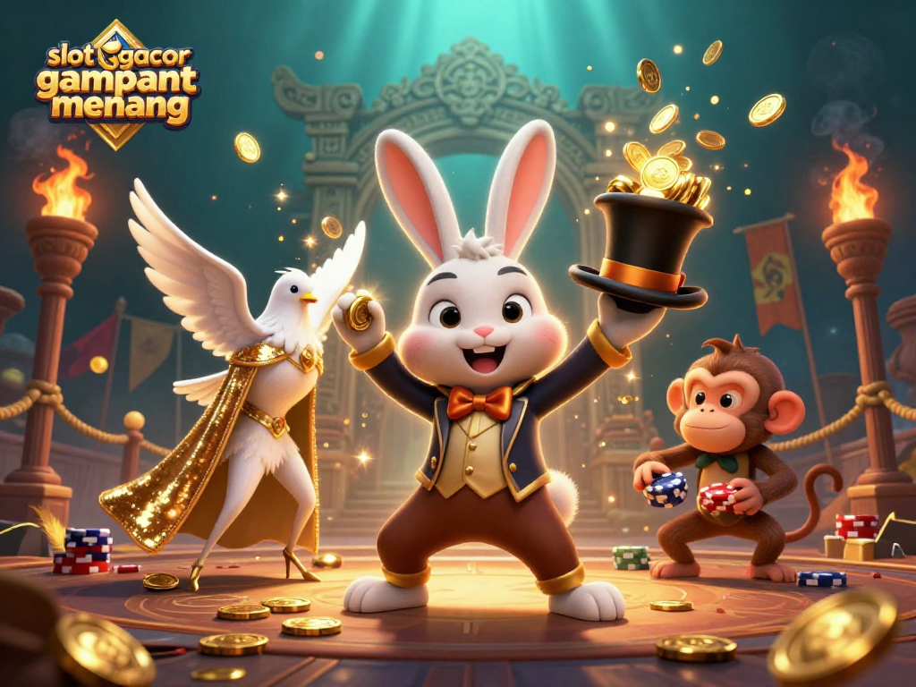 Win big with slot gacor gampang menang in an enchanting 3D casino illustration!