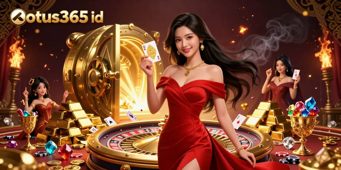 Experience thrilling bets with lotus365 id amidst a vibrant casino scene filled with glamour and gold.