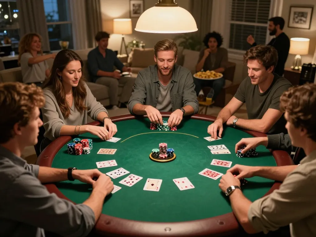 Engage in strategic poker gameplay at https://123hero.pro/ with friends in a cozy home setting.