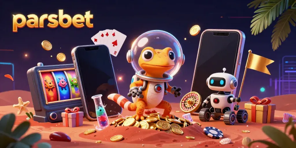 parsbet ile uzayda altın bir casinoyu keşfeden marslı kertenkele