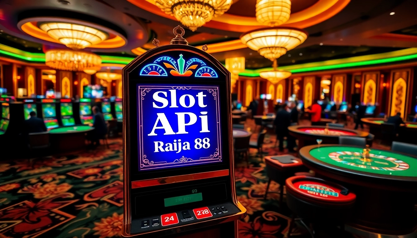 Engaging slot machine labeled 'Slot API Raja 88' in a vibrant casino setting.
