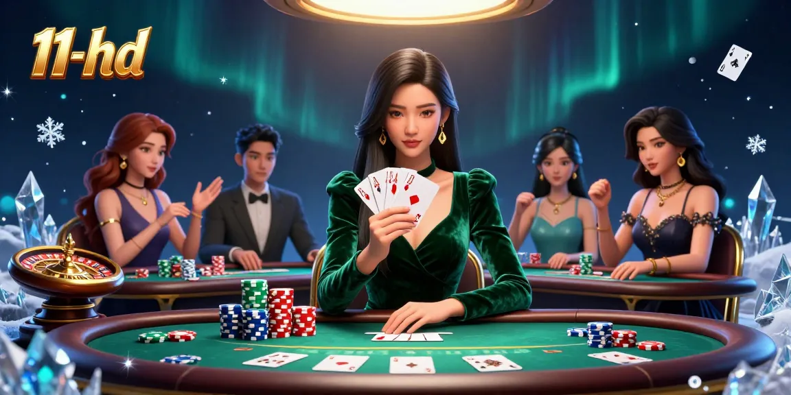 Engage in winning strategies at the poker table in 11-hd with vibrant casino elements.