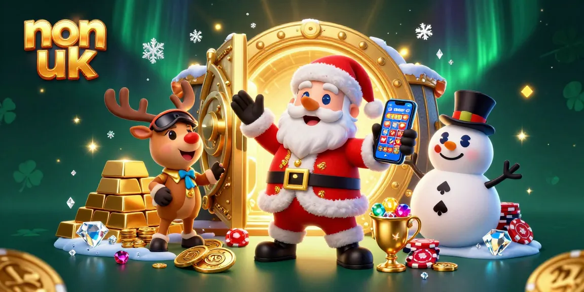 Experience the excitement of non uk casinos with Santa, his reindeer dealer, and a poker chip snowman.