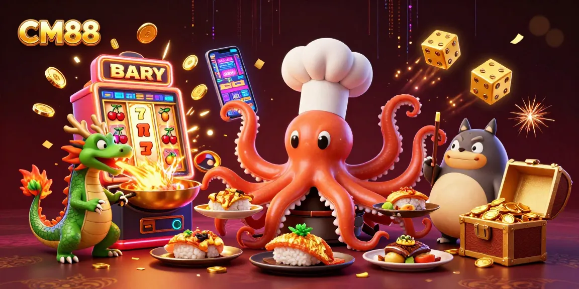 Experience CM88's thrilling jackpot with a vibrant 3D illustration capturing dynamic casino excitement.