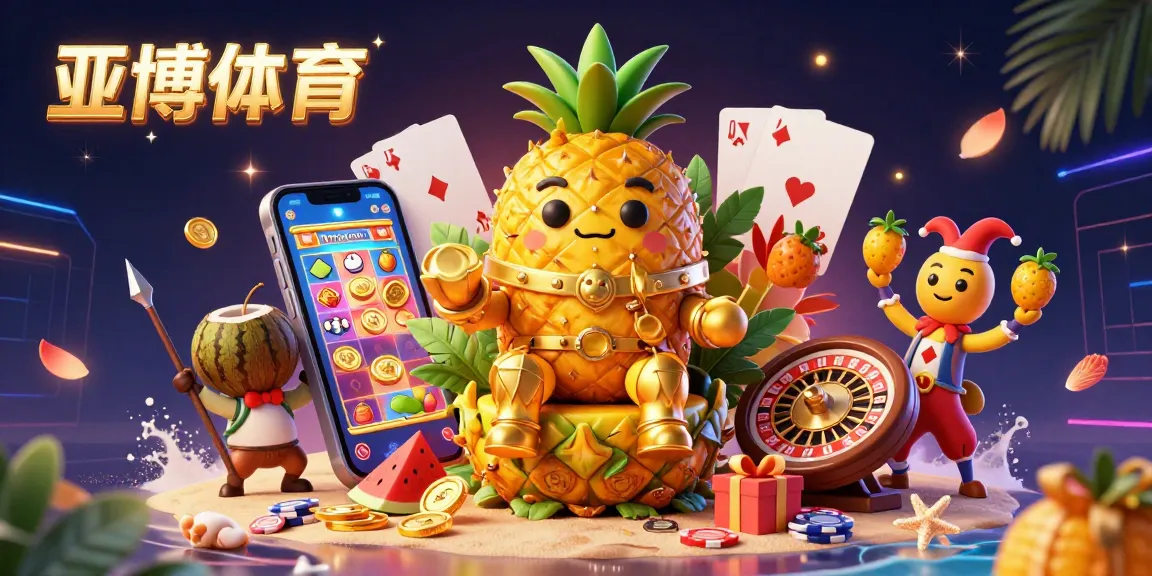 在亚博体育博彩场景中，黄金菠萝国王与其他角色互动，展现娱乐魅力。