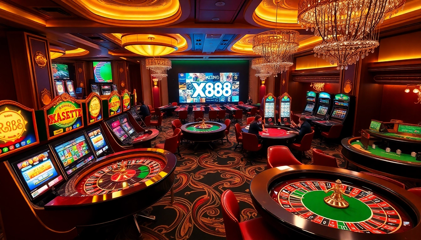 Experience casino excitement with vibrant games at https://xx88.day/, showcasing engaging players and luxurious decor.