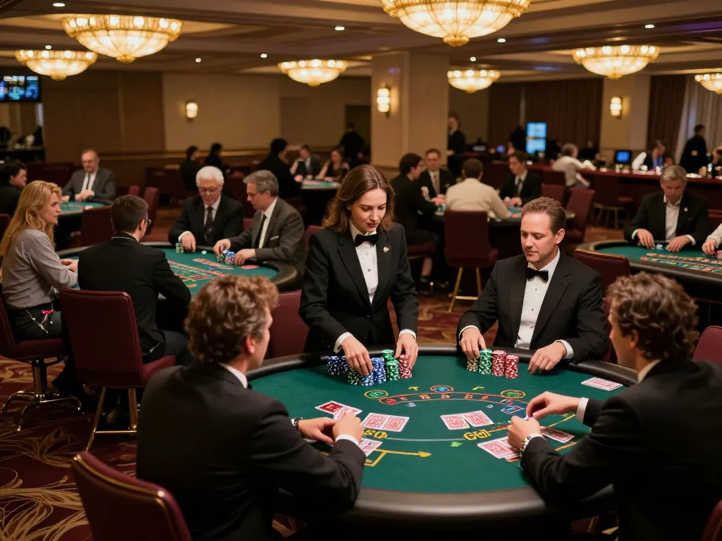 Players enjoying strategic blackjack action in a vibrant casino setting with gameradar atmosphere.