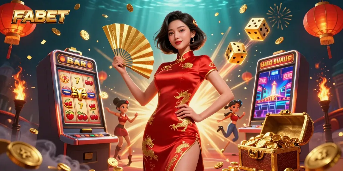 Engage with FABET's exciting gaming experience through immersive casino visuals in this vibrant scene.