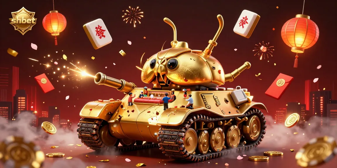 Experience shbet's lively gaming atmosphere inside a golden beetle tank casino bursting with joy and fortune.