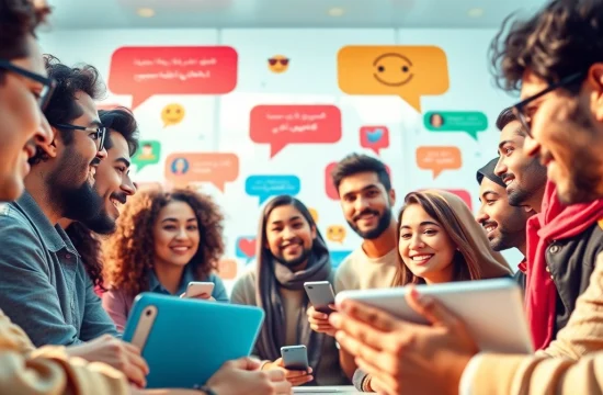 مشهد شات عربي حيوي يعرض أشخاصاً متنوعين يشاركون في محادثات عبر الإنترنت.