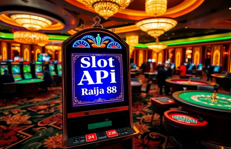 Engaging slot machine labeled 'Slot API Raja 88' in a vibrant casino setting.