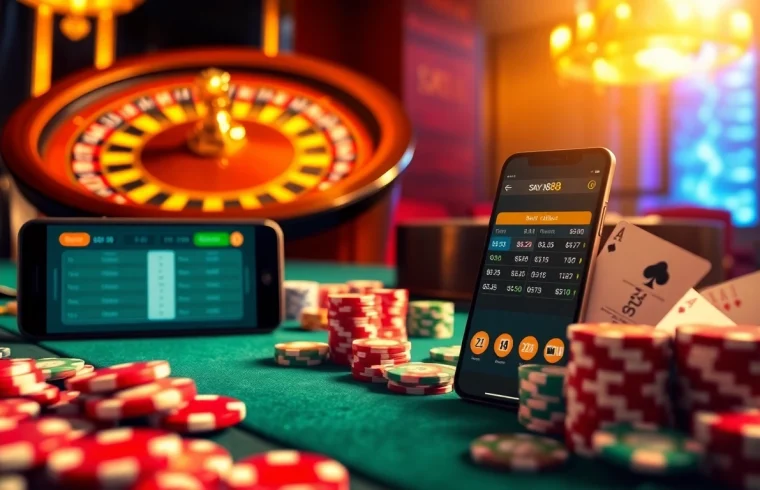 Experience the excitement of gambling with say 88 at a luxurious table filled with chips and cards.