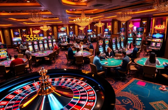 Experience thrilling gameplay at 555win casino with dynamic card tables and bright slot machines.