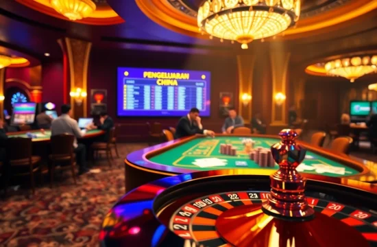 Experience thrilling moments of pengeluaran china as players engage in high-stakes betting at a luxurious casino.